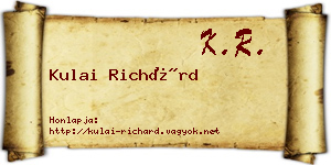Kulai Richárd névjegykártya